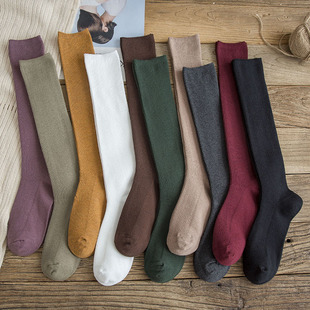 Socks women's autumn and winter warm calf socks Japanese solid color jk stockings compression socks black stockings Zhuji