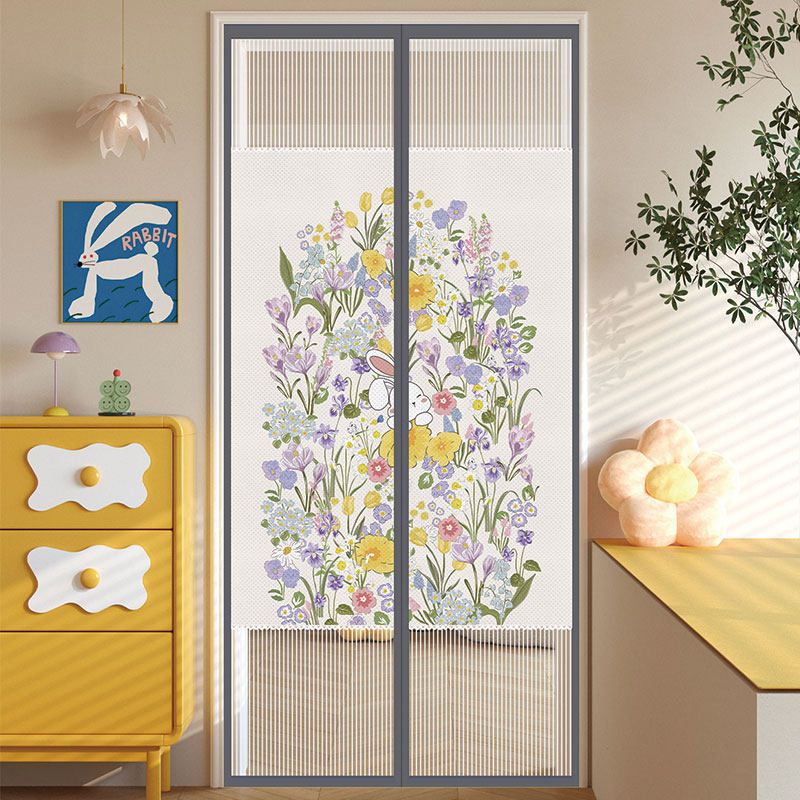 Cartoon Mosquito-Proof Privacy Door Curtain, No-Drill Magnetic Suction, Bedroom Room Home Use Semi-Privacy Ventilation Curtain, 2026 New Model