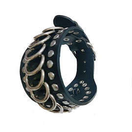 宽版牛皮手链表演嘻哈手环合金手镯时尚饰品手环可调节大小跨境