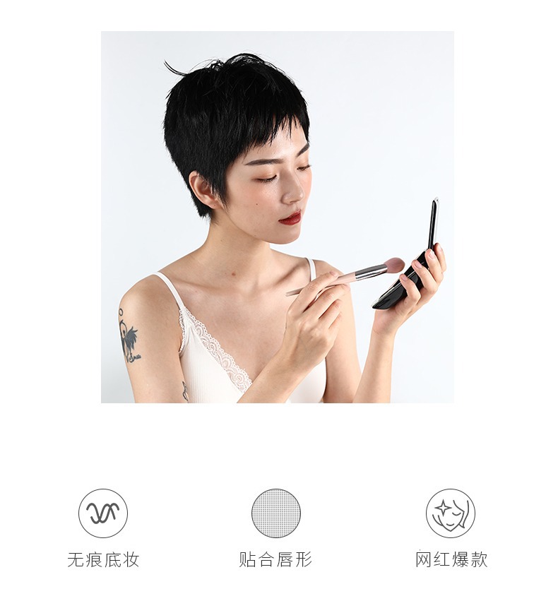 【 With storage Tube 】 Lip brush, lipstick brush, short round head portable lip makeup brush, 270 Concealer brush, cross-border Item Picture