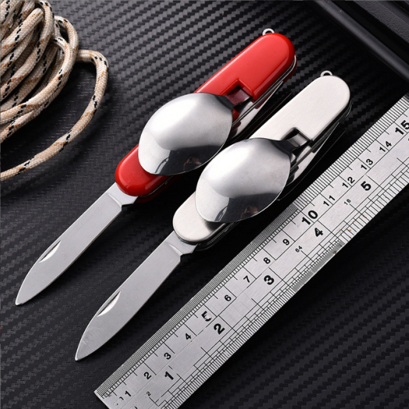 户外野营 多功能不锈钢餐具组合军刀 六开四开刀刀叉勺
