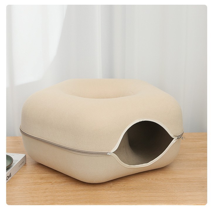 Cama gatos donut, lavable, semicerrado