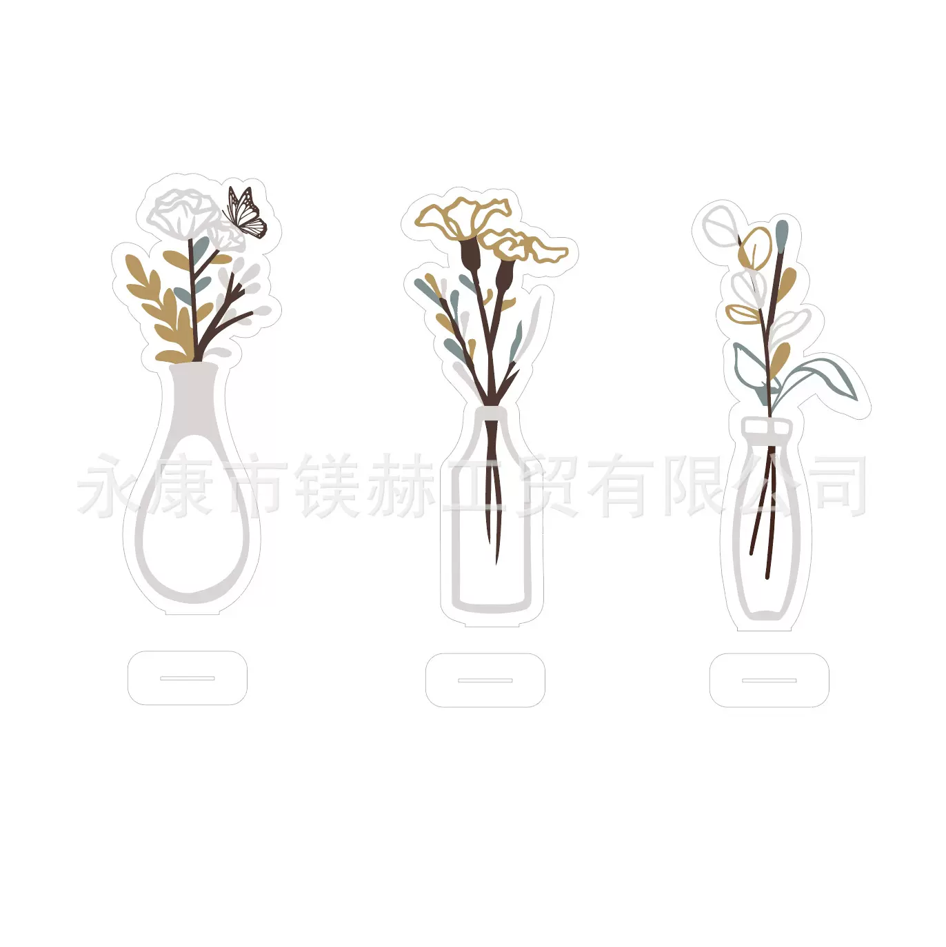 热销花瓶墙壁艺术花朵亚克力立牌彩色极简工艺品摆件极简创意花瓶