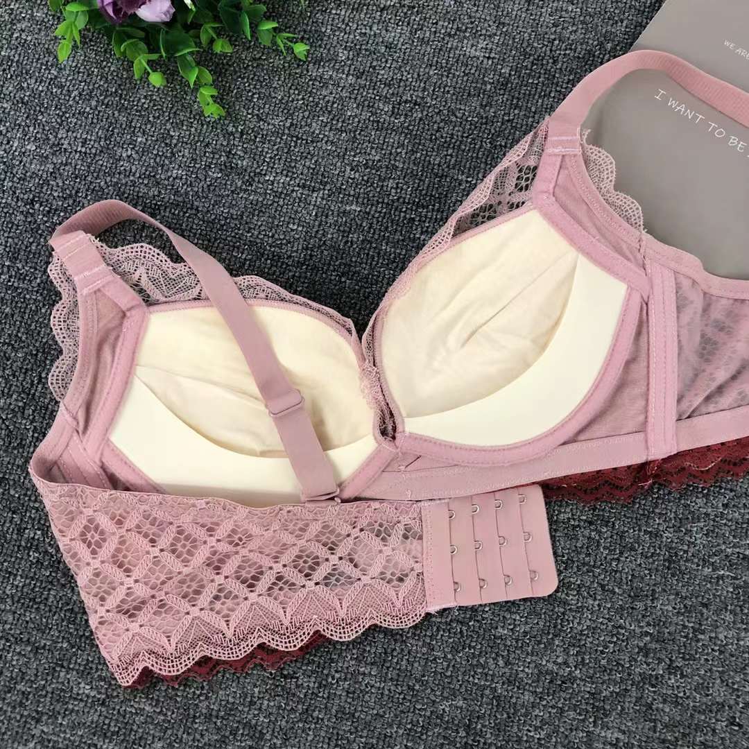 Nuevo sujetador de alta calidad de moda de encaje jacquard transpirable y cómodo ajuste lateral de pecho de cuatro botones ropa interior mujer image 5