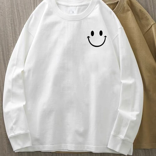 White pure cotton women's long-sleeve T-shirt Korean style round neck basic top large size casual autumn 230g women's T-shirt top