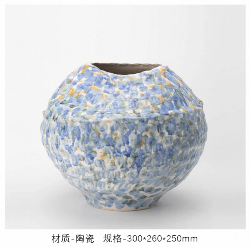 景徳鎮フランス中世法螺貝型手作りセラミック花瓶モデルルーム陶器ポット手描きビッグベリーフラワーアレンジメント装飾品|undefined