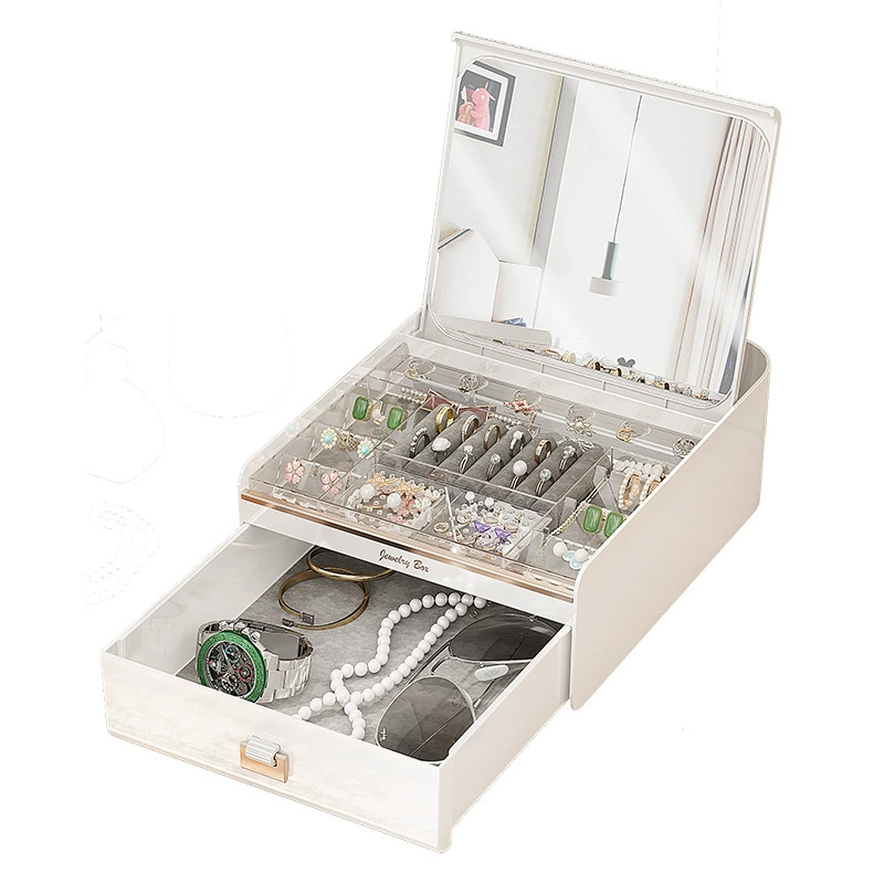 Automatic storage system, earrings, accessory, jewelry, storage box, ring, capacious necklace, mirror