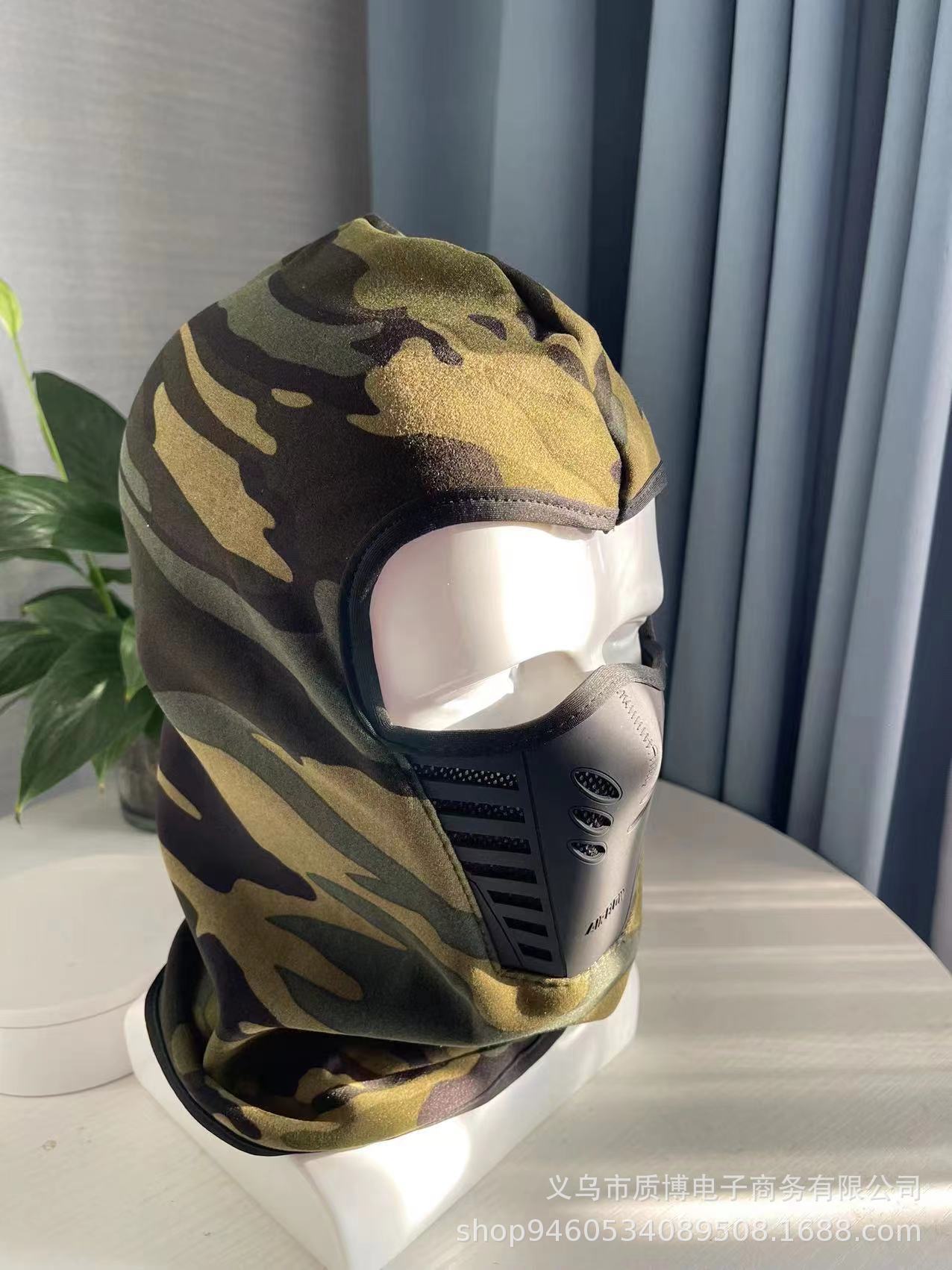 Invierno al aire libre máscara de equitación Tapa de cuero boca engrosada cuello motocicleta capucha caliente a prueba de viento máscara de esquí protector facial