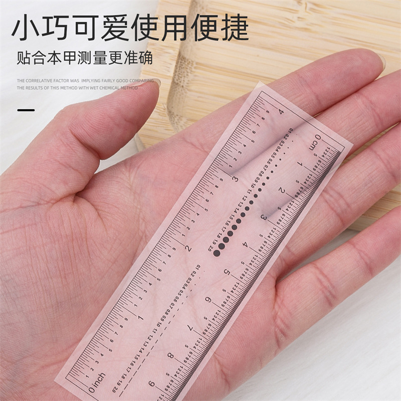 Uñas Regla suave transparente pieza de uñas medición de tamaño de uñas regla de pequeña escala herramienta de medición de taladro de uñas 10 paquete