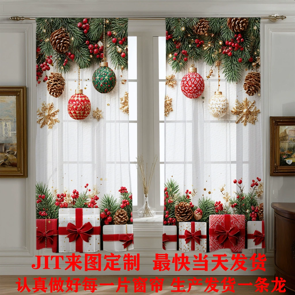 Эксклюзивные поставки JIT из Шаосина, провинция Чжэцзян, прямые продажи новых рождественских товаров, цифровая печать на шторах и оконных сетках.