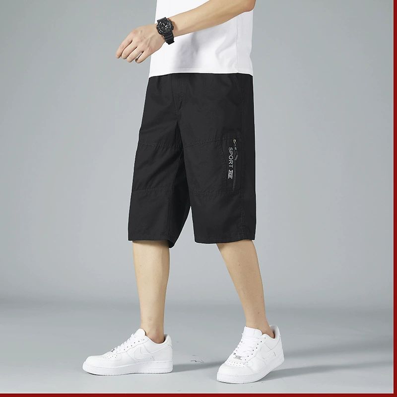 Men's cotton trousers, summer thin beach shorts for leisure, for middle-aged man, oversize