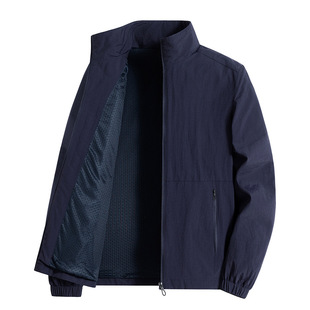 Cross-Border Spring and Autumn Stand-Up Collar Jacket Men's Thin Jacket Loose Casual Large Size Top Manufacturer Wholesale Printable Logo