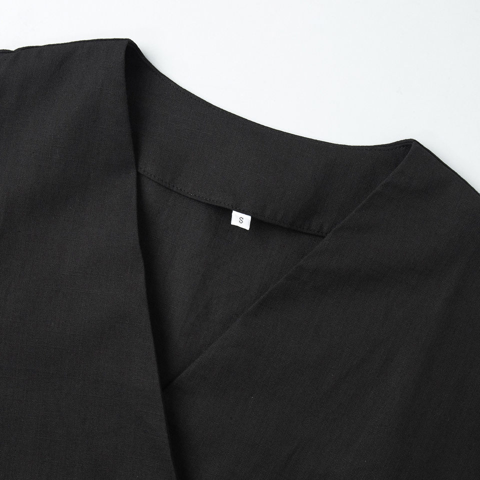 Bộ đầm hai món nữ áo cardigan cổ chữ V dài tay phối quần ống rộng — Màu be, Xanh lá cây, màu đen chi tiết 17