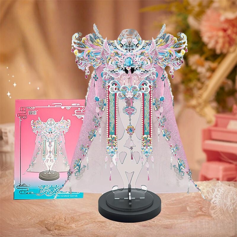 Gangda ピンクシルバー鳳凰の冠結婚式ファン金属組み立て装飾品立体パズル手作りギフトガールフレンドギフト|undefined