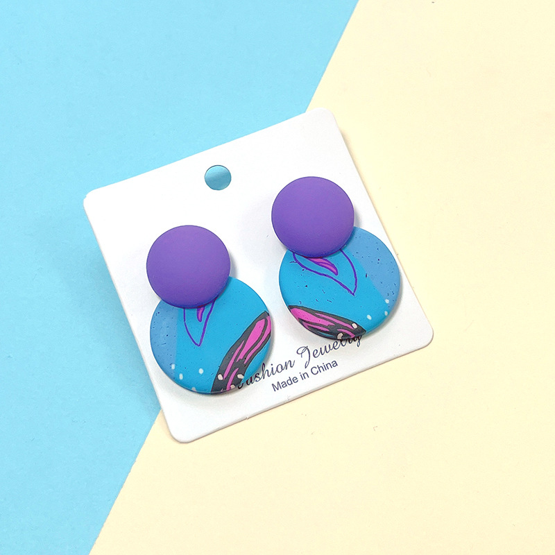 1 Pair Quantity 1 Pair Lady Simple Style Round Color Block Leopard Soft Clay Earrings