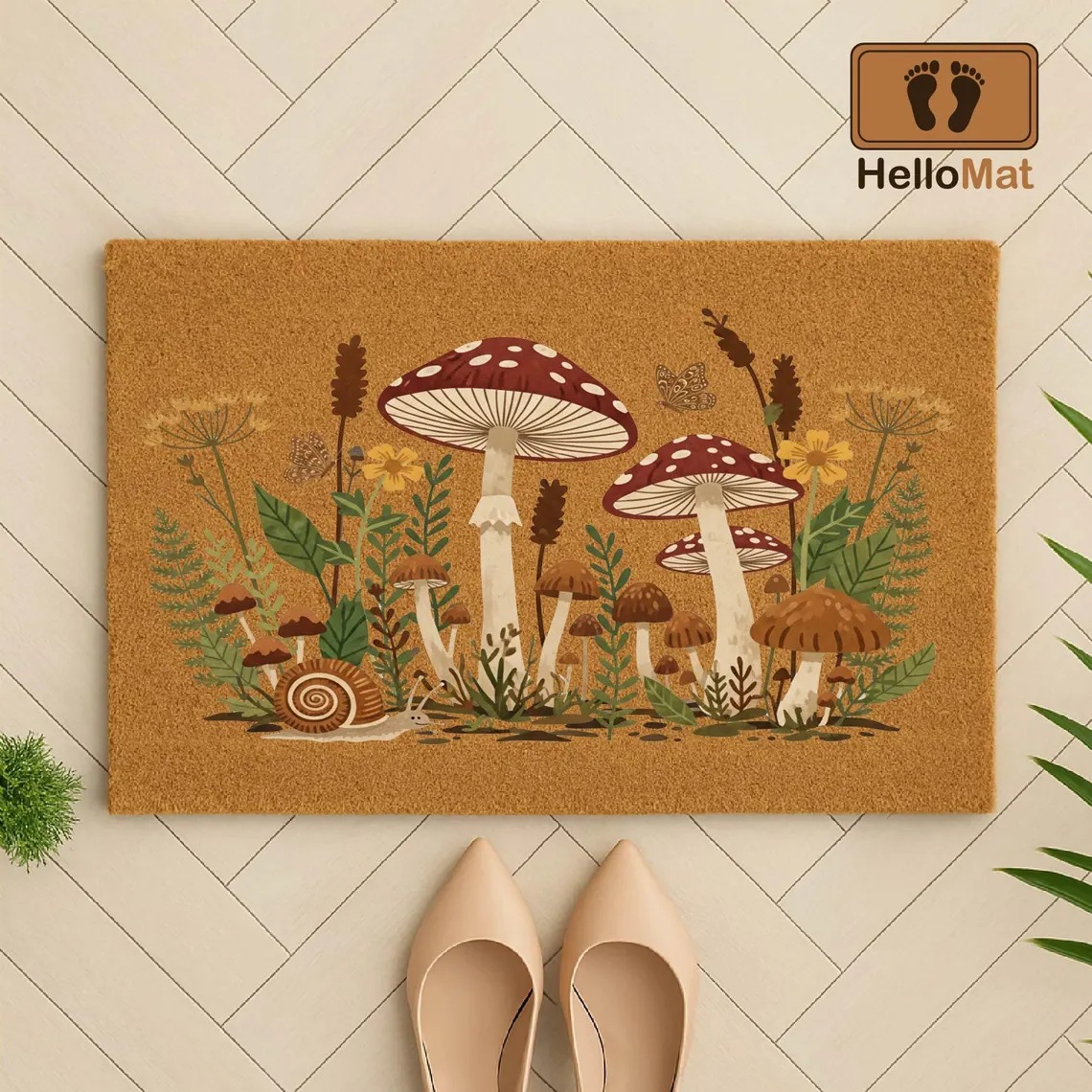 American-style minimalist letter pattern faux coconut palm floor mat, outdoor entrance doormat, non-slip dirt-resistant floor mat, direct from the factory