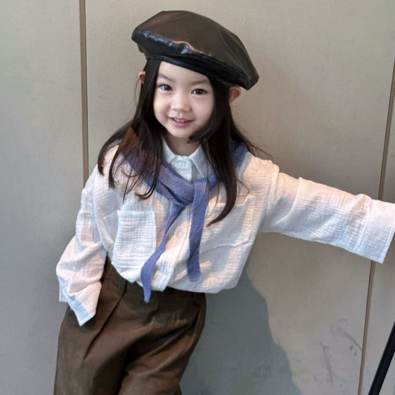 韩版童装女童套装衬衫2025秋季新款儿童洋气薄款上衣阔腿裤两件套|undefined