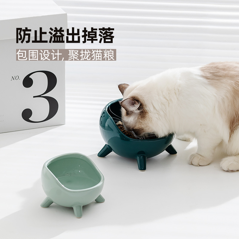 Tazón de gato de cerámica protectora columna cervical tazón de comida para gatos tazón de arroz tazón de comida para perros tazón de agua suministros para mascotas antidetonantes