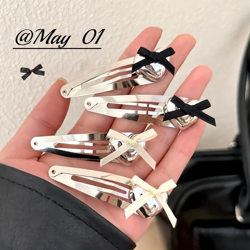 Silver Heart Butterfly Bow Basic BB Clip Exquisite Alloy Hair Clip Side Clip Fashion Simple Hair Pin Top Hair Accessory