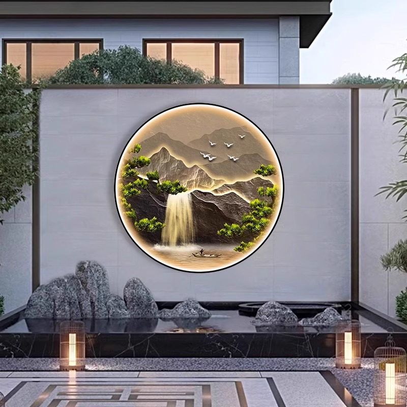 Outdoor Shadow Wall Light Waterproof Garden Light Solar Outdoor Wall Light New Chinese Background Wall Landscape Mural Decorative Light