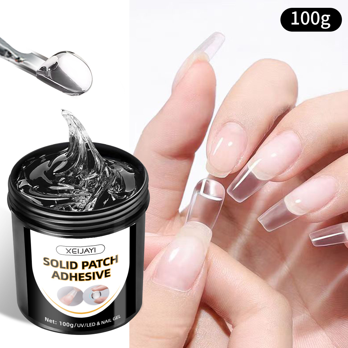 100g adhesivo de parche sólido nuevo tipo de fototerapia prolongado refuerzo de perforación adhesiva gel de uñas no daña la tienda de uñas image 1