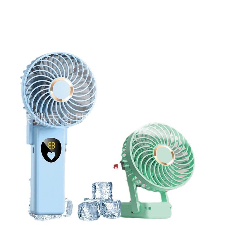 Nuevo Ventilador de Mano Mini, Ventilador de Escritorio Portátil USB para Estudiantes, Ventilador de Mano con Soporte, Viento Fuerte, Regalo, LOGO