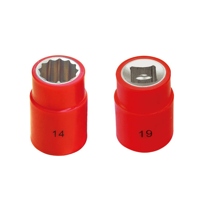 3/8"钢制绝缘浸塑套筒头耐高压1000V绝缘套筒扳手厂家自营