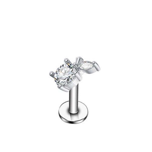 European and American piercing stainless steel AAA zircon lip nail ear cartilage nail 1.2*10 thread detachable simple trendy jewelry