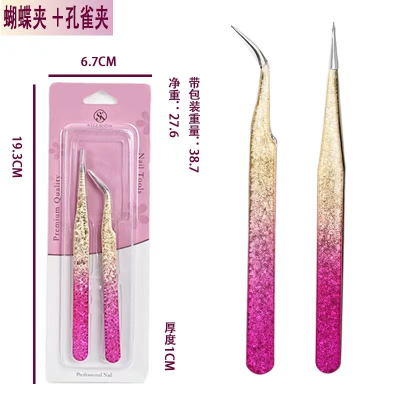 Pinzas para herramientas de belleza para uñas Pinzas para flores de hielo Pinturas de acero inoxidable para eliminar puntos negros y exprimir el acné Pinzas para uñas