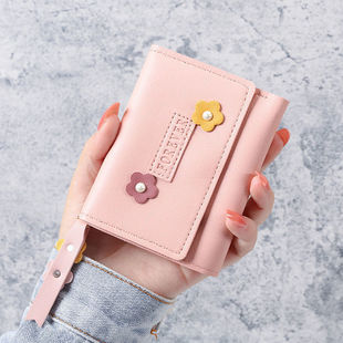 Explosive Short Wallet Women's Thin Three-fold Multi-function Small Wallet Girl's Heart Fashion Mini Wallet Card Bag One