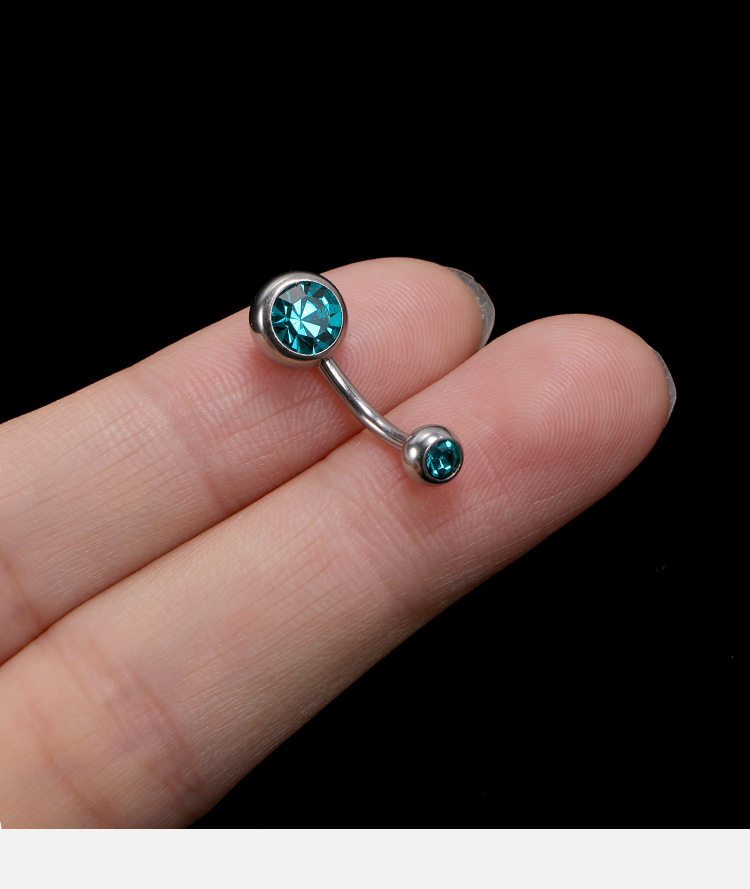 Titanium Steel Belly Button Ring Double Headed Zircon Navel Ring Set Stainless Steel Fake Nail Piercing detail image 12