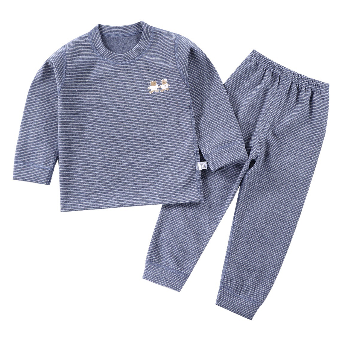 Conjunto de ropa interior térmica para niños con forro polar, grueso, sin costuras, pijamas para niños y niñas, conjunto para estar en casa, a rayas, que cambia de color, de manga larga.
