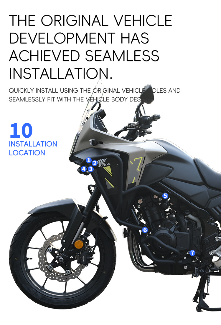 Suitable for Honda NX400 crash guards, anti-fall protection, upper and lower bumpers, main stand, rear rack, side bag modification