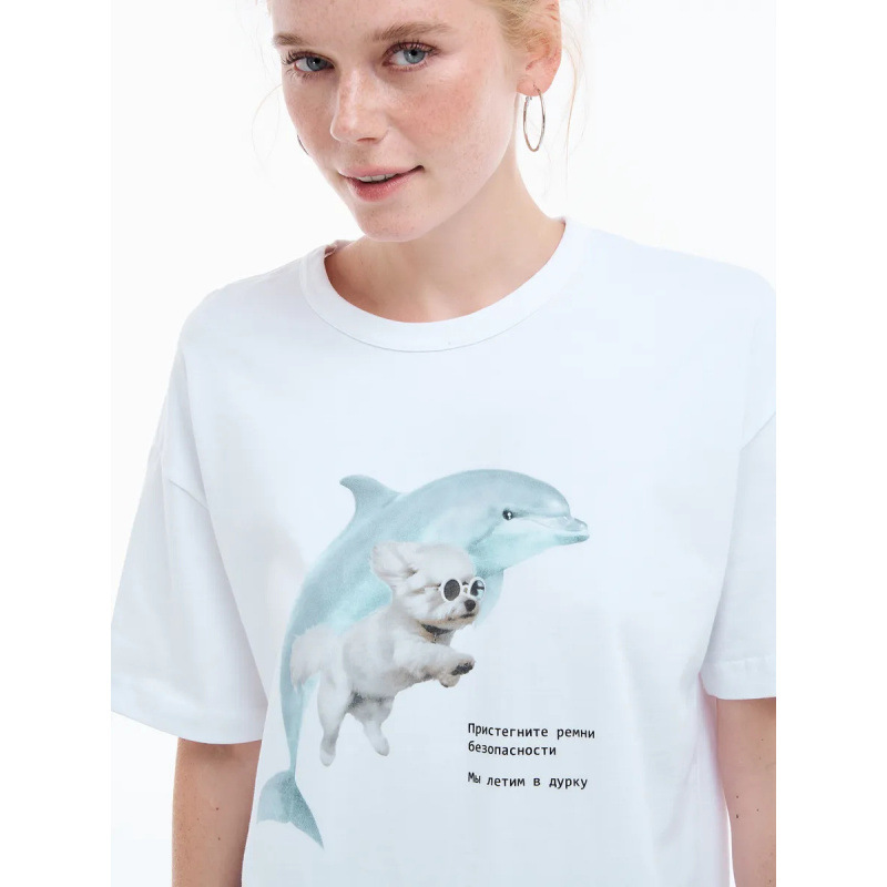 New Stylish Printed T-Shirt with Cute Cartoon Short Sleeves, Trendy Casual Chic Summer Simple Age-Reducing