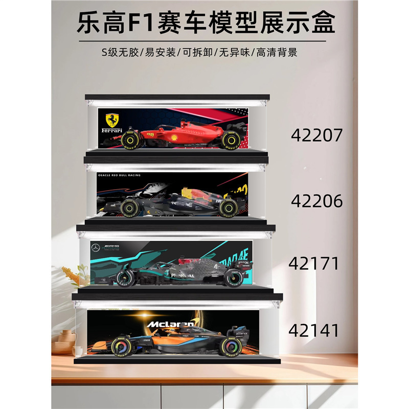 F1 Lego Display Box Suitable for Mercedes-Benz Ferrari Red Bull Racing Building Block Model Acrylic Dust Cover Storage Box