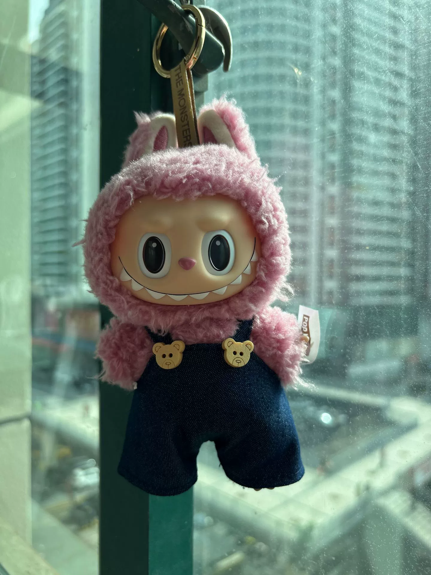 Одежда куклы Только] Labu Bud Doll Clothes Glue Blind Box Pendant Doll Clothes Overalls Macaron 17cmLABUBU