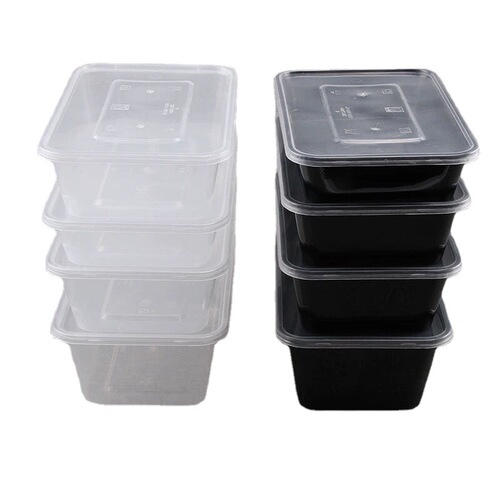 Large size thickened rectangular disposable lunch box transparent black food grade plastic container