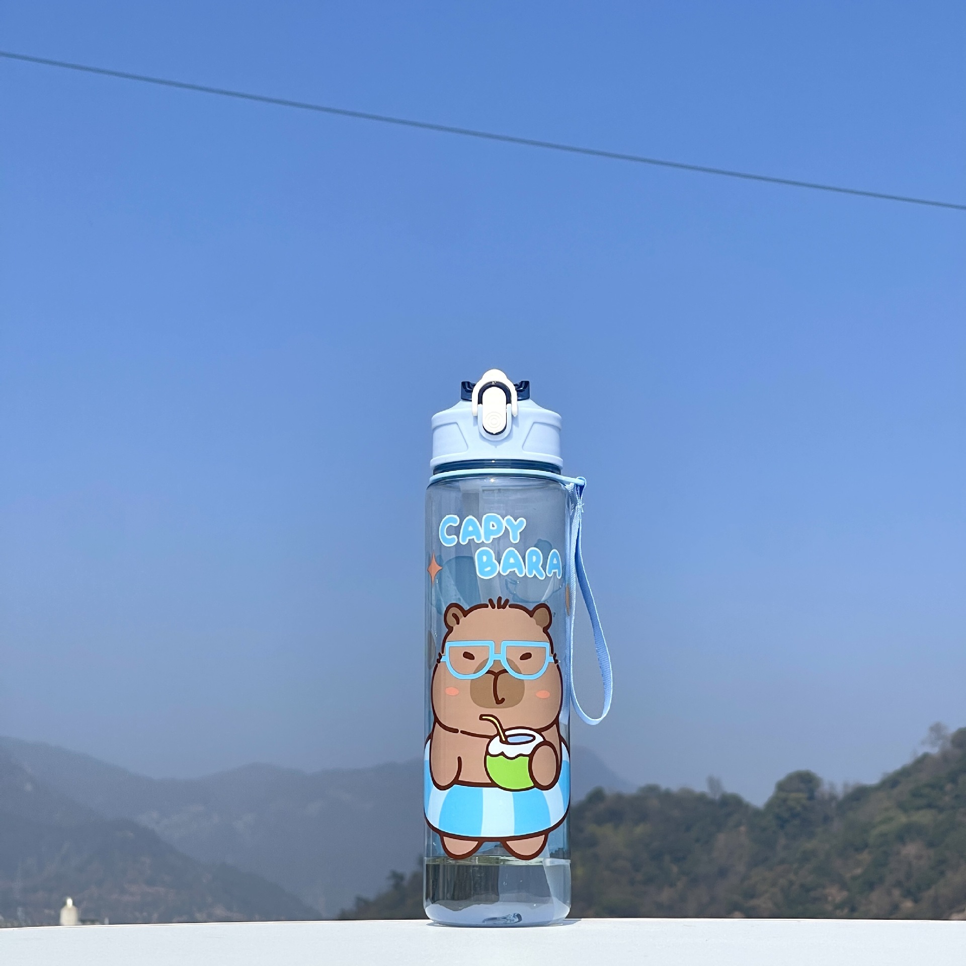 Copa de agua de paja para niños Capibara, taza de bebida directa, taza de agua de alta capacidad, caricatura encantadora, portátil