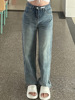 Retro spring loose straight jeans, small design trousers