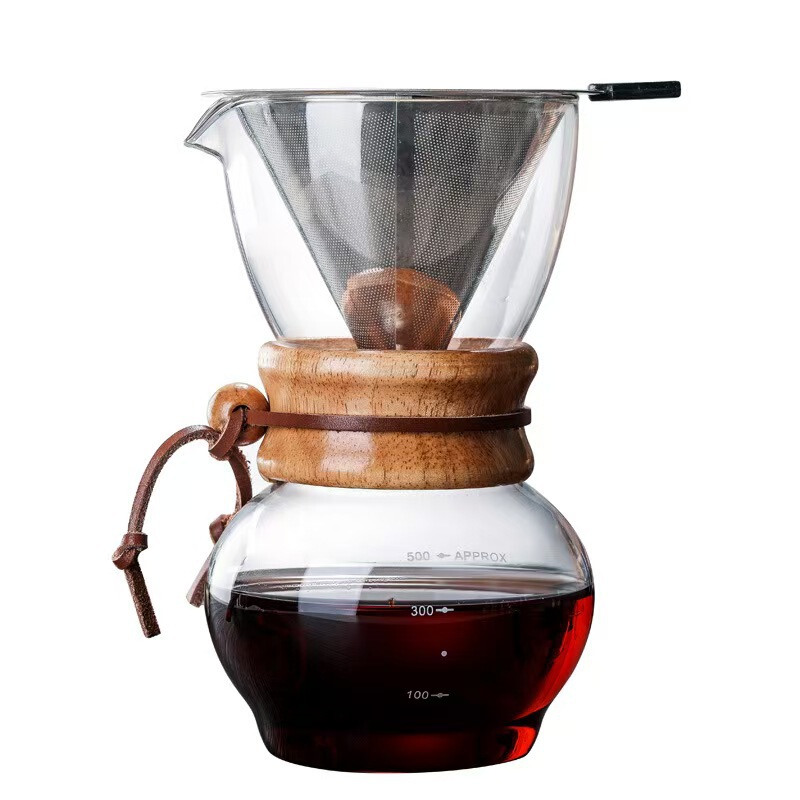 Stainless Steel Filter-Free 800ml Metal Double-Layer Filter Cup Funnel Hand-Brewed Coffee Filter Ultra-Fine Encryption Daily Use