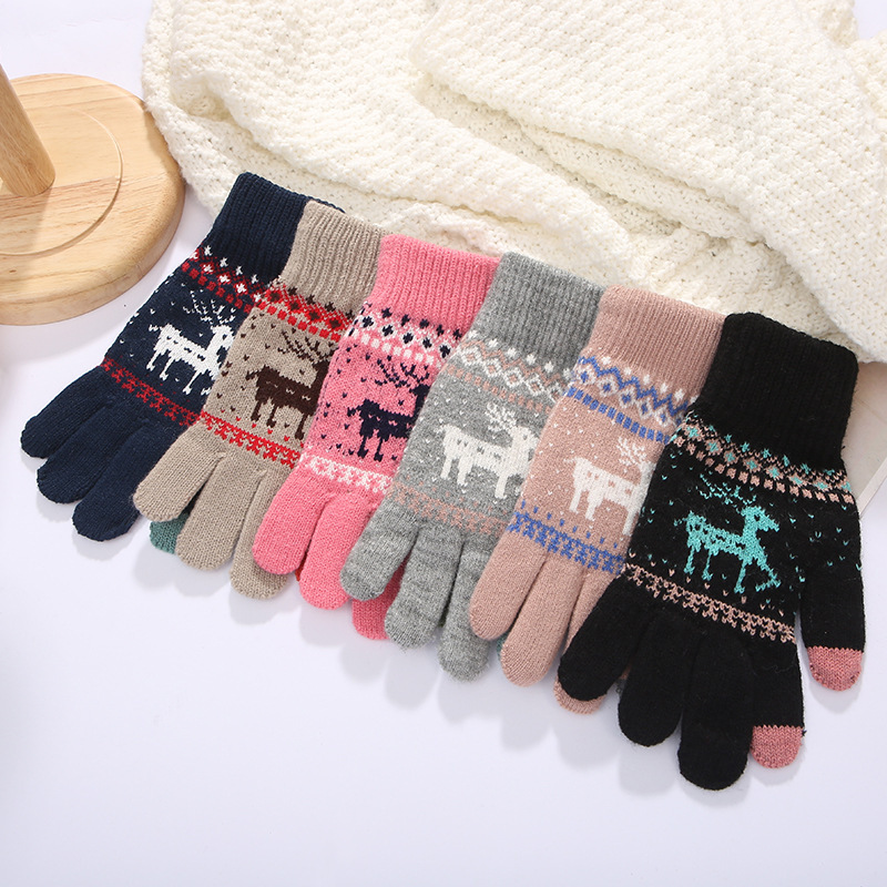 Winter keep warm knitted travel ski gloves for men and women