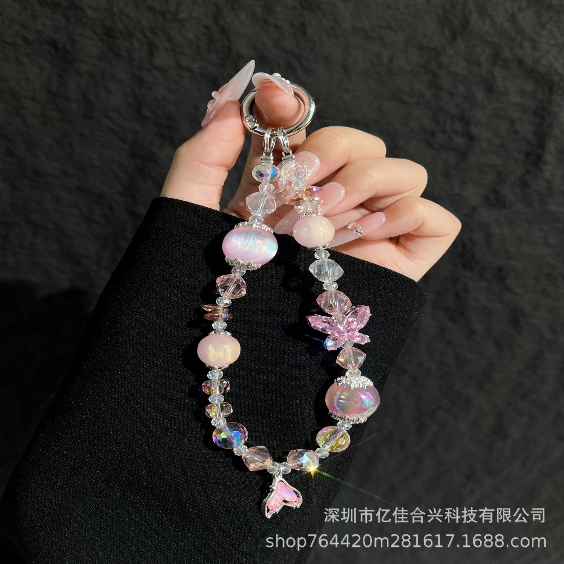 Colgante cola de pez Heidi perla cadena del teléfono móvil DIY hecho a mano muñeca colgante bolsa de cadena colgante de cristal caja del teléfono cordón