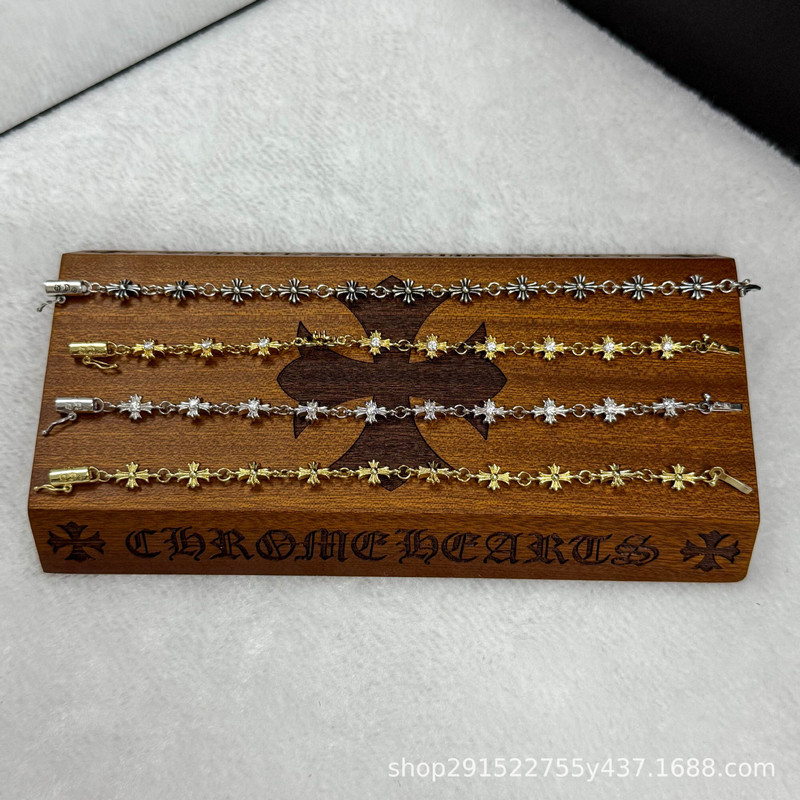 Ch Cross Bracelet Metal Chain with Diamonds Fashionable High-End Autumn and Winter Accessories for Men and Women Wholesale