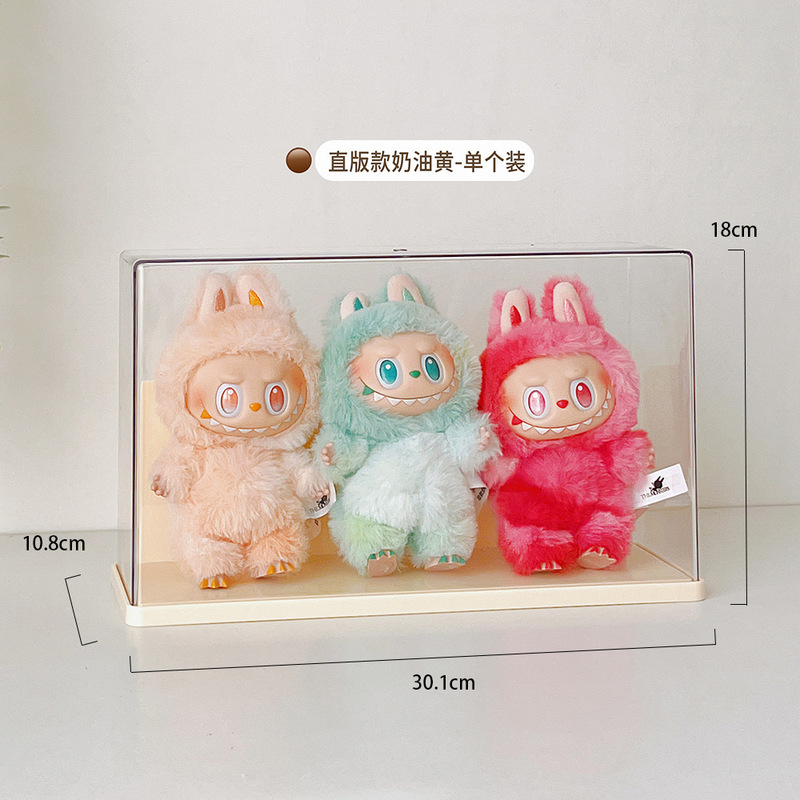 拉布布搪胶毛绒公仔收纳盒展示架适用泡泡玛特盲盒手办透明防尘柜|undefined