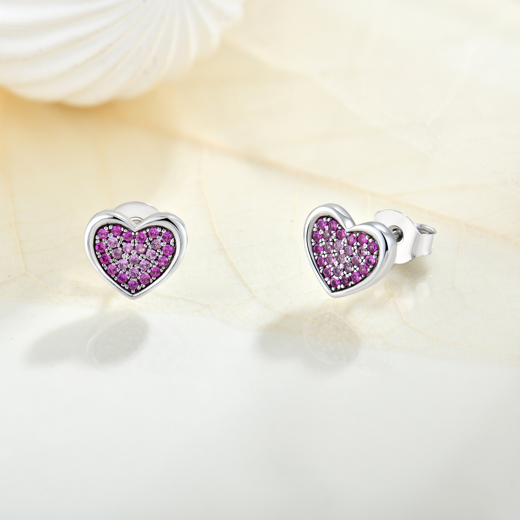 1 Piece, 1 Pair Quantity 925 Sterling Silver Heart Shape Zircon Rings Earrings