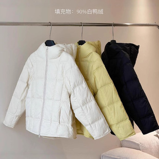 Korean Version 2025 Winter New Hooded down Jacket for Women, Thick Cloud Fashion Checkered Lightweight 90 White Duck down Coat