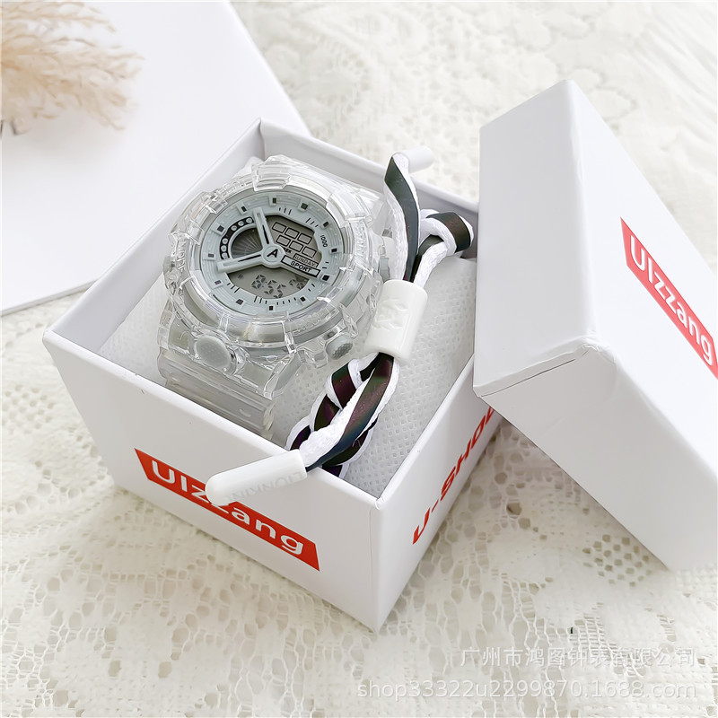 2023 Nuevo reloj azul neblina reloj electrónico transparente unicornio impermeable multifuncional para hombres y mujeres para estudiantes de secundaria y preparatoria