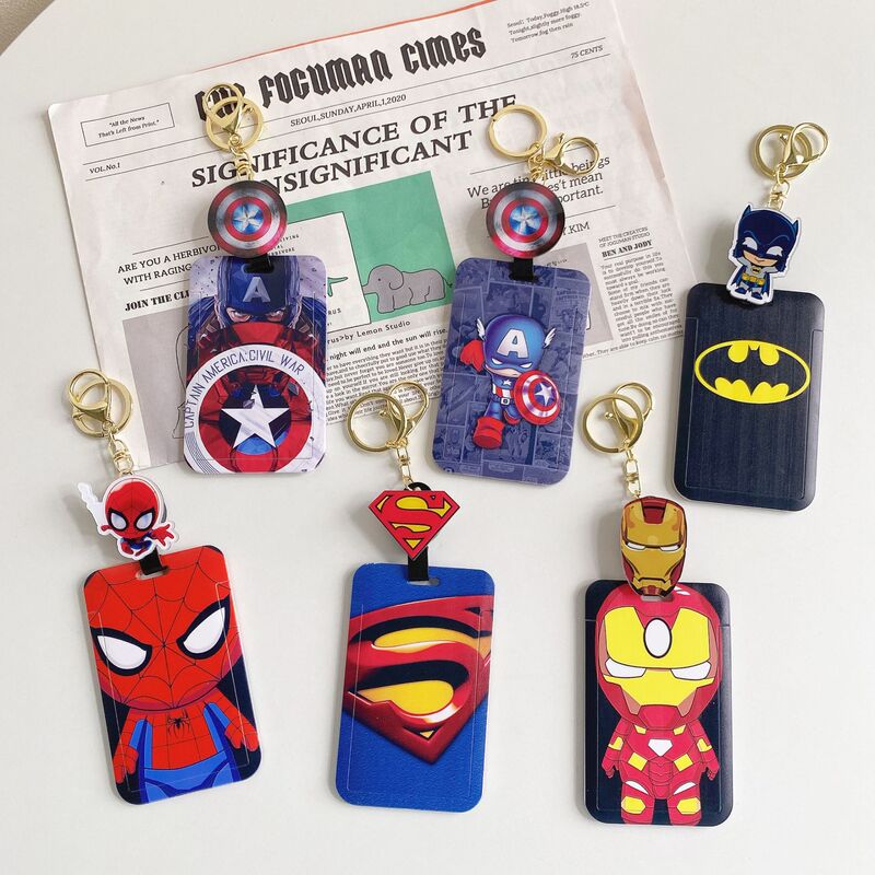 Marvel Captain America Student Meal Card Campus Card Set Bus Subway Card Yangchengtong Schoolbag Hanging Telescopic Easy Pull Buckle