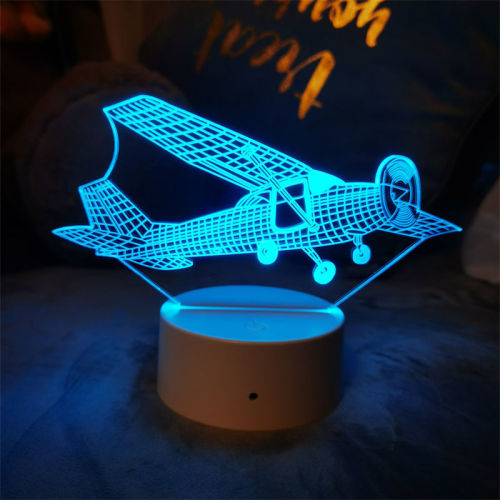 Cross-border special supply for aircraft fighter series 3D night light LED touch remote control three-color dynamic vision table lamp
