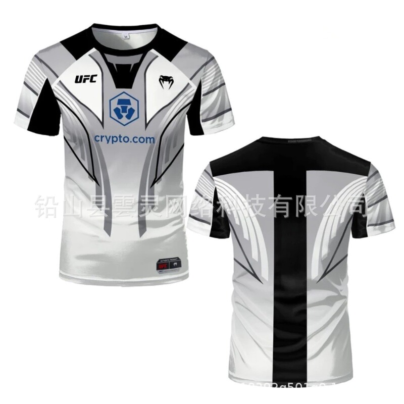 2025 Mma Fighting Ufc Venum Real Fighting Night 2.0 t T-Shirt Sterling Silver Boxing Shirt Cross-Border Sports